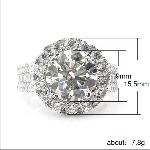 NEW 925 STERLING SILVER ROUND DIAMOND RING - Picture 7 of 7